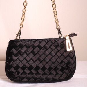 Sondra Roberts SR2 Woven Clutch with removable Gold Chain